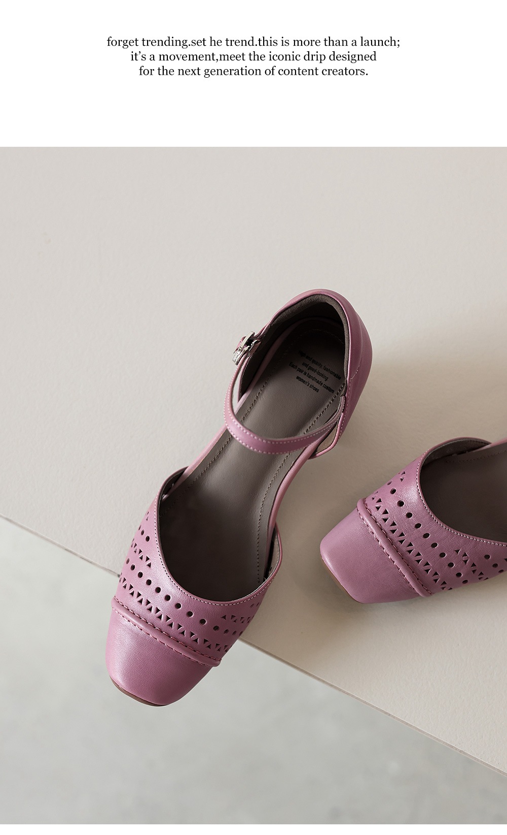 Sandal nữ da cừu mũi trùm gót thấp quai ngang một dây hở gót — màu tím chi tiết 21