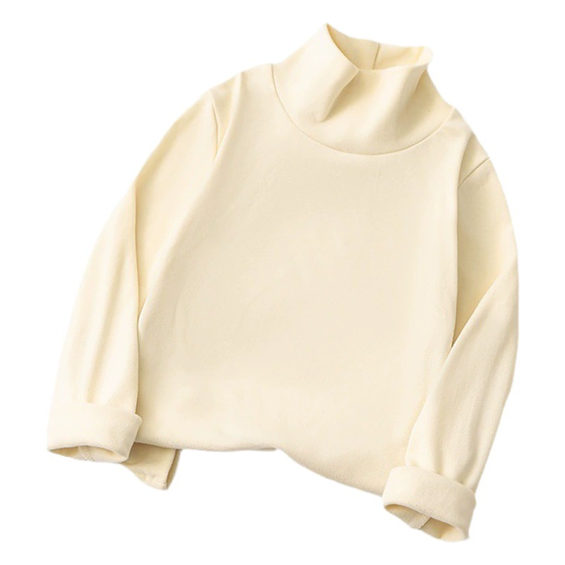 Детская футболка с длинными рукавами, с воротником до локтя, Новинка осени и зимы, однотонная Универсальная футболка в Корейском стиле, базовая футболка для мужчин и женщин среднего и большого возраста