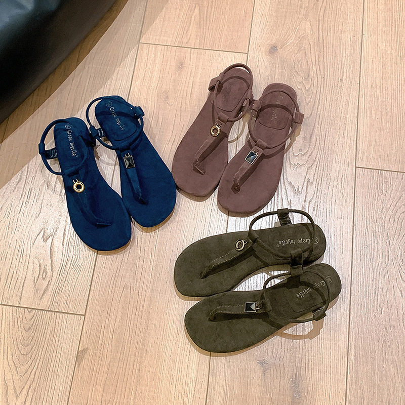Sandalias planas con correa en T y hebilla dorada con diseño retro de pato mandarín para mujer, estilo veraniego, para ir al trabajo. image 5