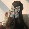 Brand Japanese hairgrip with bow, hair accessory, with embroidery, flowered, Korean style, Lolita style