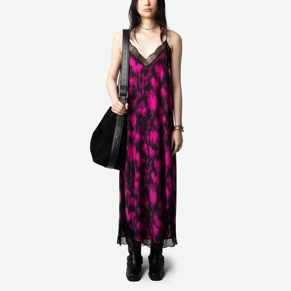 silk design lace sexy dress