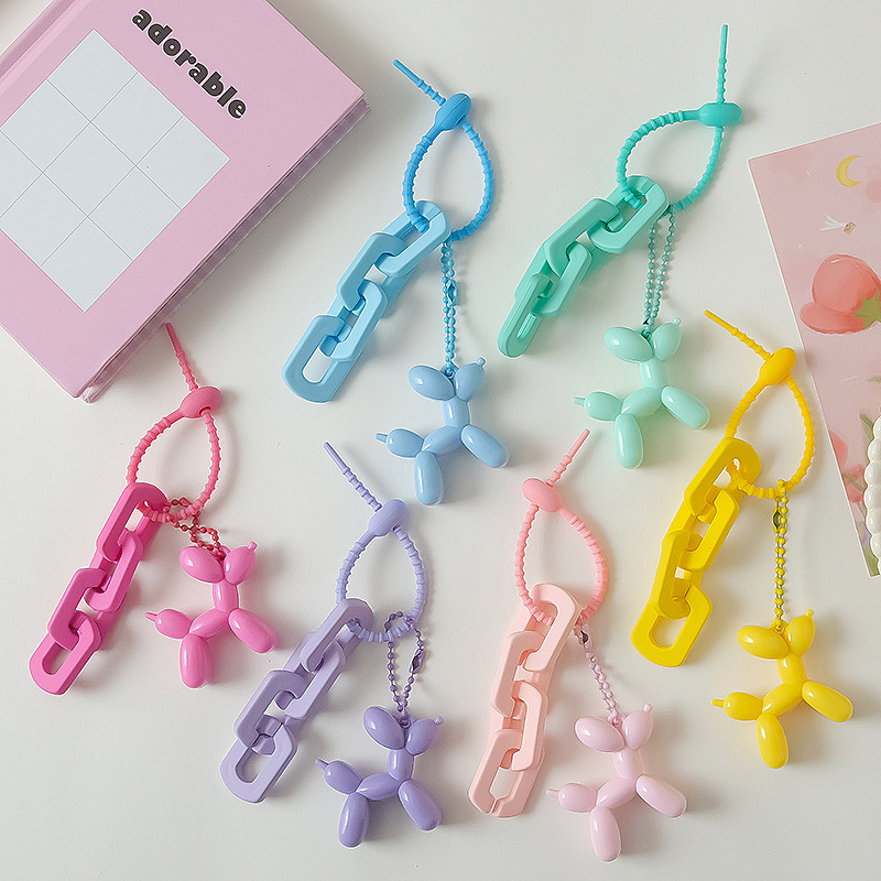 高级感气球狗钥匙扣挂件简约大气小众车钥匙链条少女心小礼物挂饰