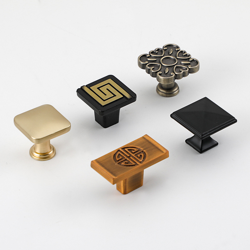 Square single hole cabinet handle Nordic simple square cabinet wardrobe black bronze drawer small handle