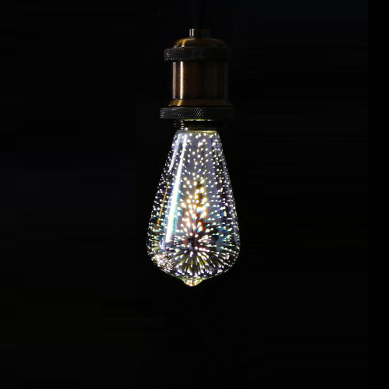[Fuegos artificiales 3D ST64] Edison bombilla colorida 3D fuegos artificiales de vidrio LED parche lámpara del bulbo del arte