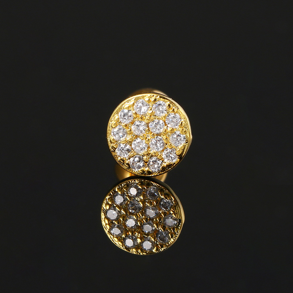 Piercing kreisförmiger Volldiamant-Knochennagel für Frauen mit Zirkonia-Faden, gedrehter Kugel-Ohrschnalle, beliebte Ohrringe_voghion.com