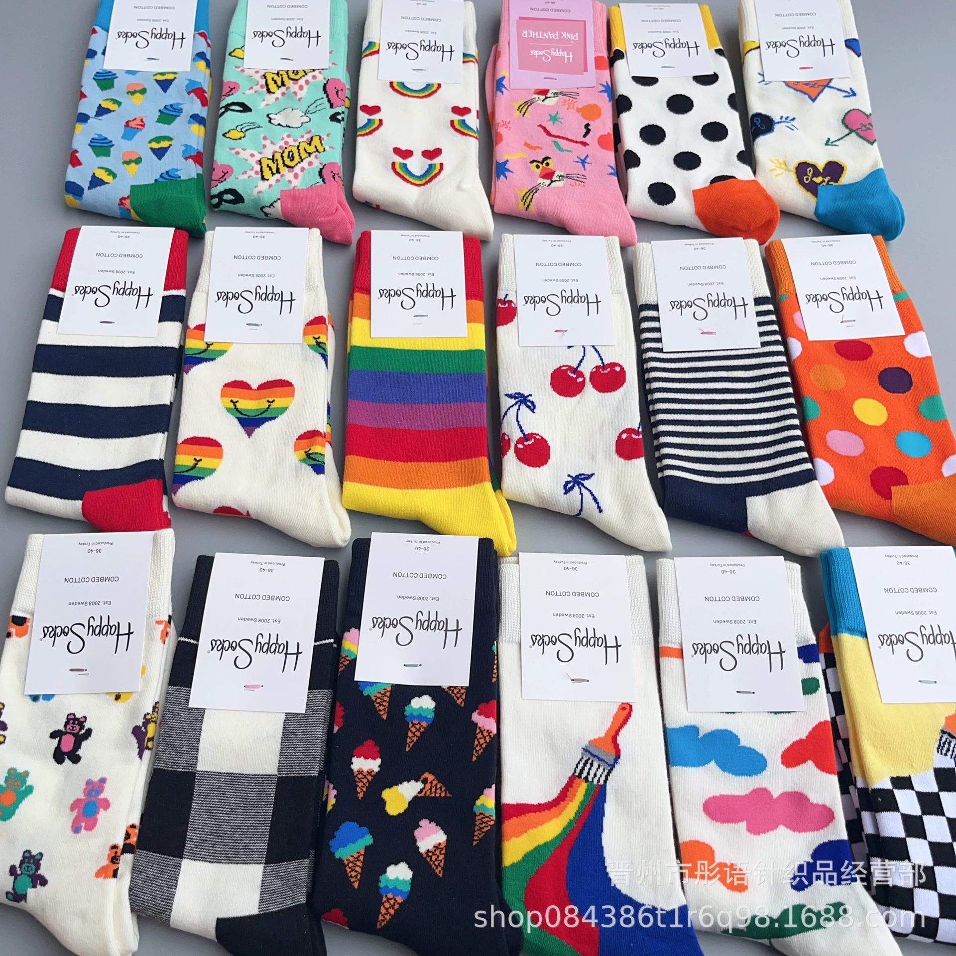 Чулки Happysocks женские скандинавские модные хлопковые гольфы средней высоты женские классические универсальные четыре сезона с животными