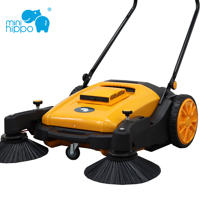 Small Hippo-Style Hand-Push Sweeper for Property Management, Community Sanitation, and Garden Leaf Cleaning; Non-Powered Small Sweeper