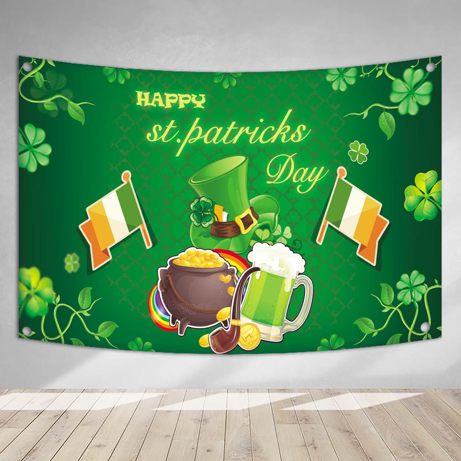 Transfronterizo nuevo Festival irlandés cartel banner colgando tela fiesta de noche decoración creativa impresión tela de fondo