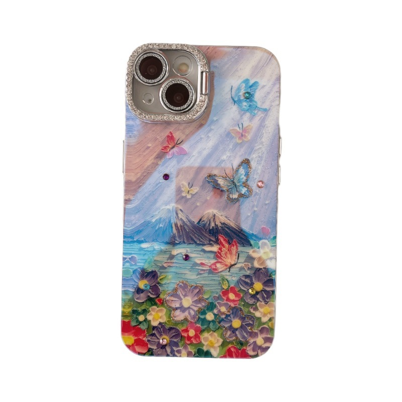 Flor de mariposa de montaña de alto valor ins para iPhone 15/16ProMax funda para teléfono móvil Apple 14 Blu-ray 16