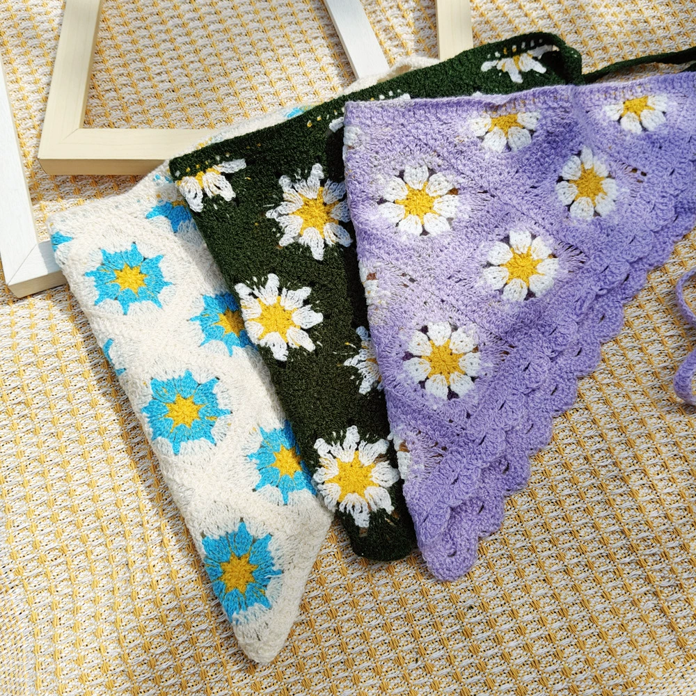  knitted headband, scarf for photo sessions, internet celebrity, flowered