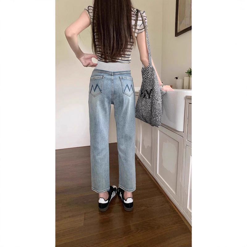 Maternity Pants Plus Size Stretch Jeans Summer Petite High Waist Slimming Loose Cropped Straight Cigarette Pants 855 Maternity Pants Plus Size Stretch Jeans Summer Petite High Waist Slimming Loose Cropped Straight Cigarette Pants 855