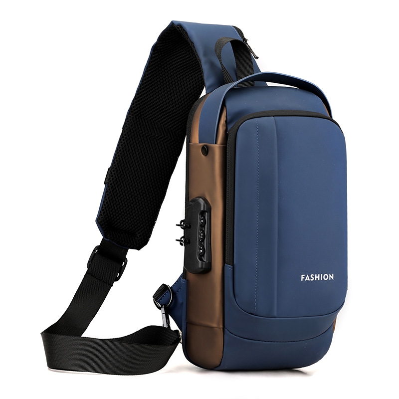 Bolso de pecho para hombre, bolso cruzado, mochila de gran capacidad, multifuncional, con bloqueo de contraseña, antirrobo, bolso para hombre con carga USB