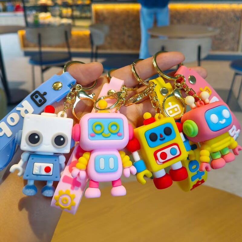 Cross-Border Robot Keychain Couple Bag Pendant Car Keychain Claw Machine Small Gift with Logo Printing Cross-Border Robot Keychain Couple Bag Pendant Car Keychain Claw Machine Small Gift with Logo Printing