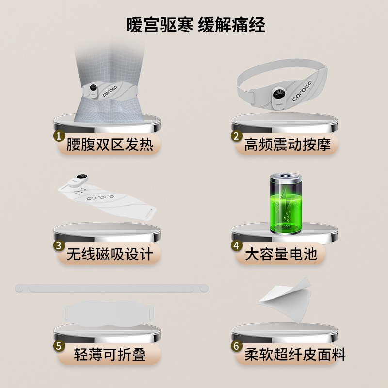 跨境热卖家用热敷震动按摩腰带 多档温控经期暖宫 腰部舒缓护理仪|undefined