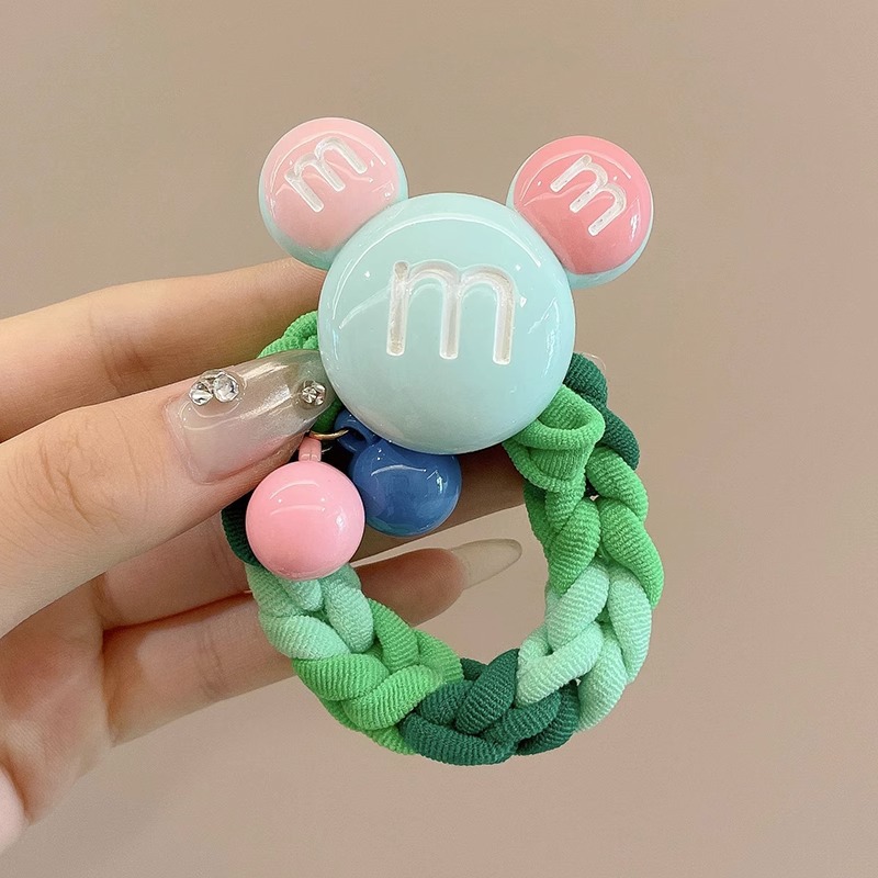 2023 nueva cuerda de pelo niñas M Bean tocado elástico cuerda de cabeza de cola de caballo alta para niños niña no duele la banda de goma para el cabello