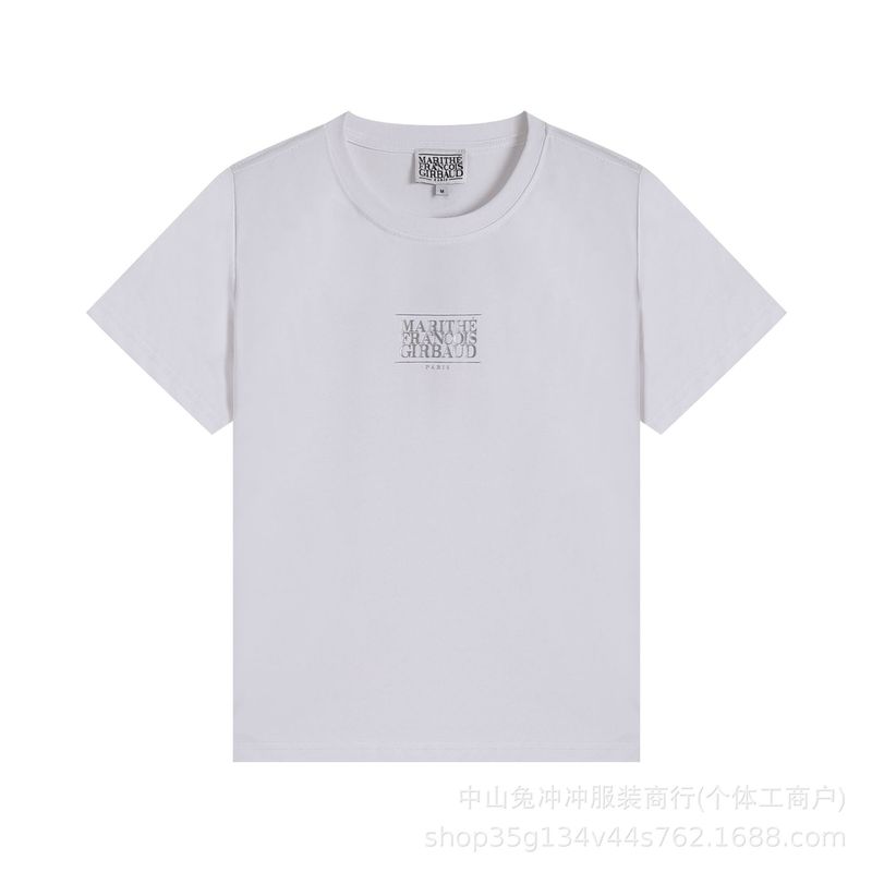 韩国marithe字母刺绣印花休闲正肩短袖男女同款重磅T恤一件代发潮|undefined