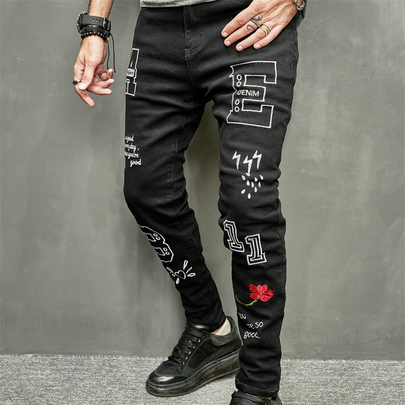 Slim Fit Jeans For Men In Black Stylish Stretch Denim Trousers_voghion.com