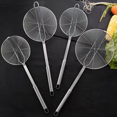 不鏽鋼大漏勺油炸勺四線線漏撈麵勺火鍋勺過濾勺笊籬網漏logo打標