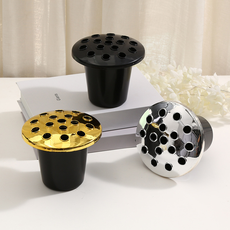 Cross-border Hot Plastic Flower Pot Black Lotus 16-hole Funeral Cemetery Flower Pot Plastic Hydroponic Flower Pot Wholesale