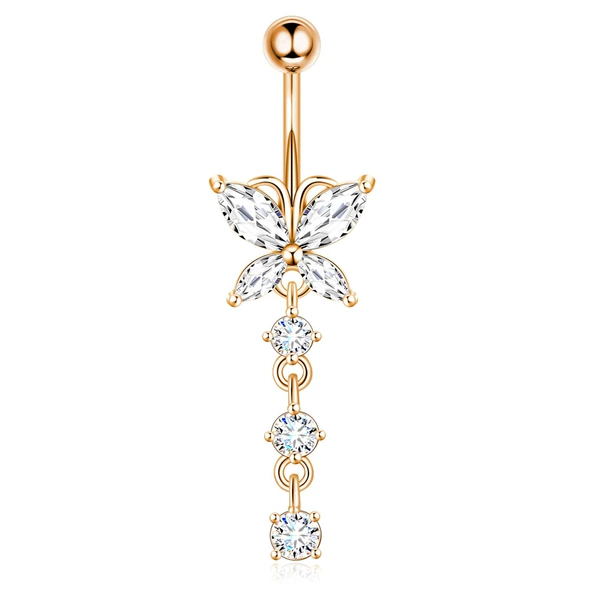 Butterfly Three Diamonds-Rose Gold