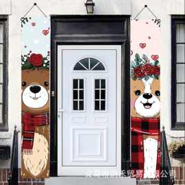 跨境新款圣诞节对联节日派对装饰挂旗 圣诞节门联对联挂旗亚马逊