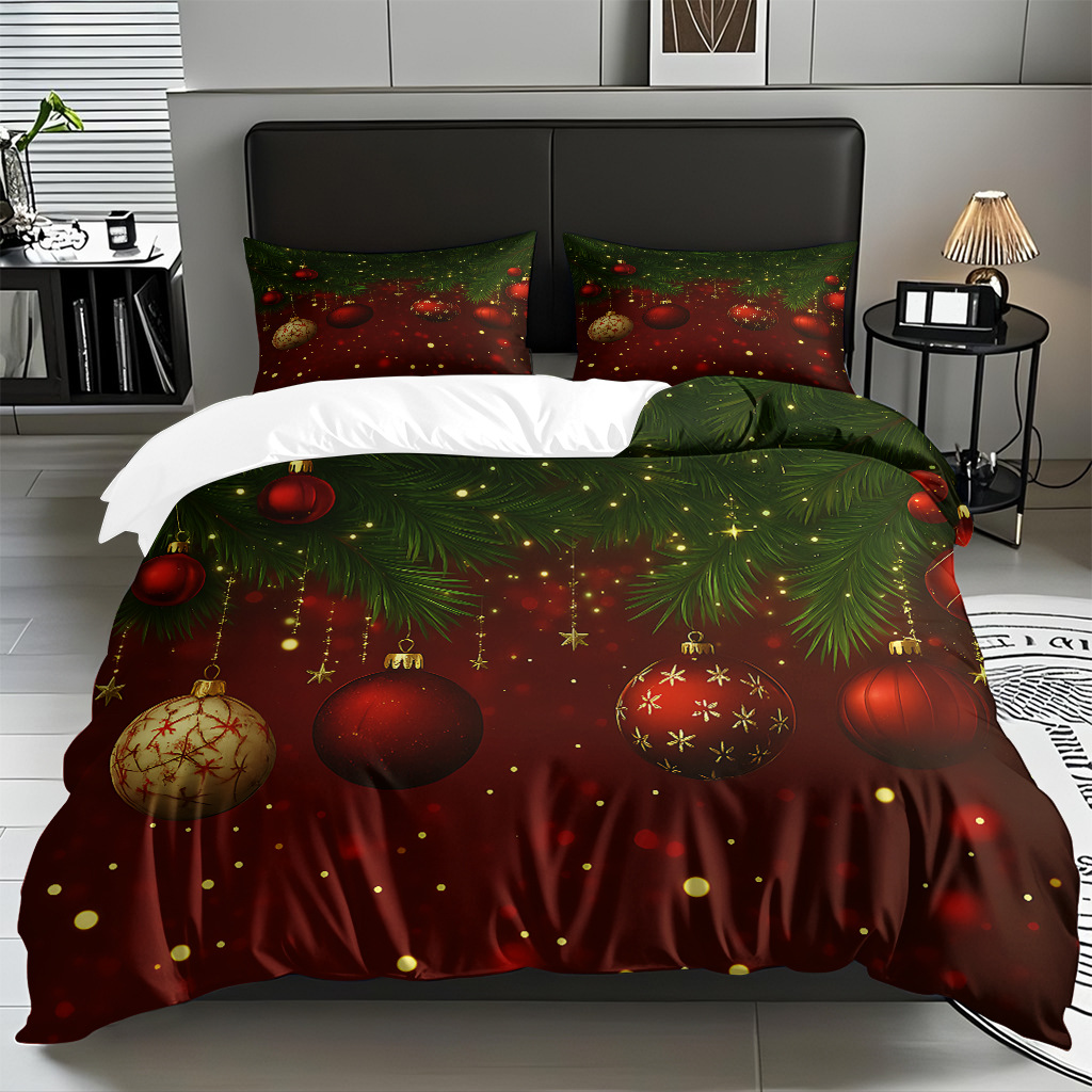 TEMU / JIT impresión digital transfronteriza HD Navidad pro piel suave colcha de cama kit para diseñar venta directa de fábrica