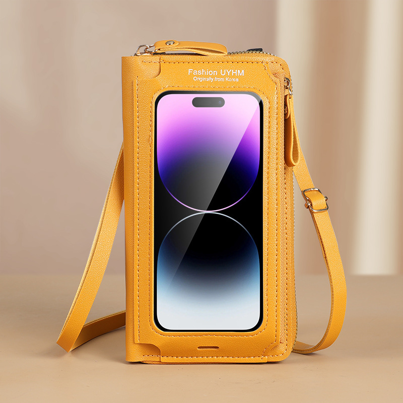 Nueva pantalla táctil bolso del teléfono móvil de las mujeres crossbody antirrobo bolso de hombro multifuncional versátil transparente mini bolso del teléfono móvil de la cartera
