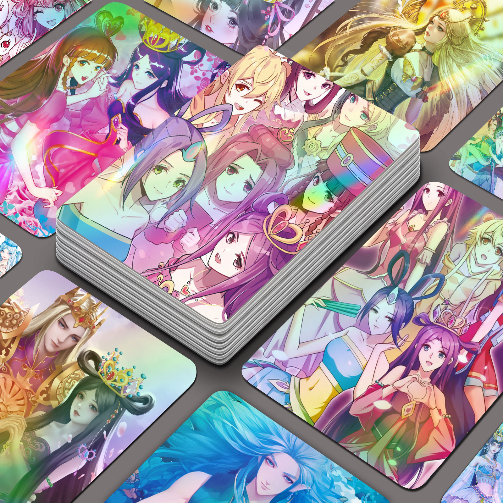 Elegant Dream Leafy Rose Laser Mini Card Set of 55 2D Anime Style Peripheral High Definition Rounded Creative Lomo Cards