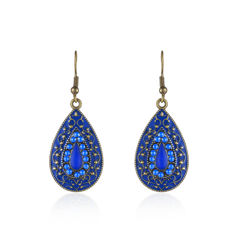 1 Pair Retro Water Droplets Alloy Plating Women's Drop Earrings display picture 15