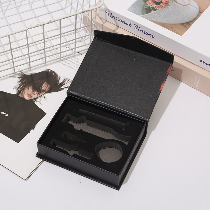 新款长方形创意翻盖礼品盒翻盖简约时尚黑卡纸彩印包装盒厂家批发