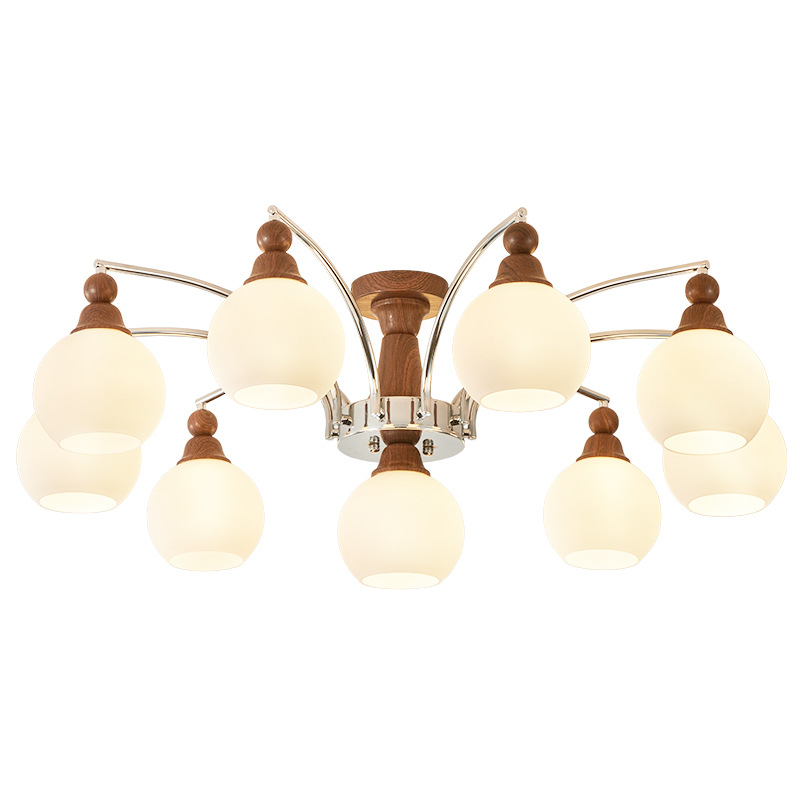Iluminación de sala de estar medieval sala de luz principal color nuez sala de comedor lámpara de vidrio candelabro dormitorio luminaria Zhongshan 731U