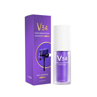 Cross-border dedicated V34 toothpaste purple toothpaste tooth color mixing essence tooth yellow tooth stain removing bright white toothpaste