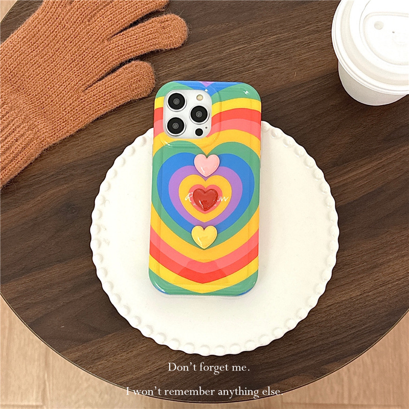 Rainbow Three-dimensional Love Drop-resistant Phone Case
