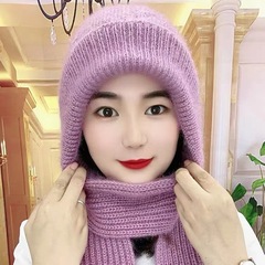 帽子の女性の新しいベルベットの厚いマフラーの一体風雪帽秋冬リスのベルベットの毛糸帽保温ネットの赤い帽子