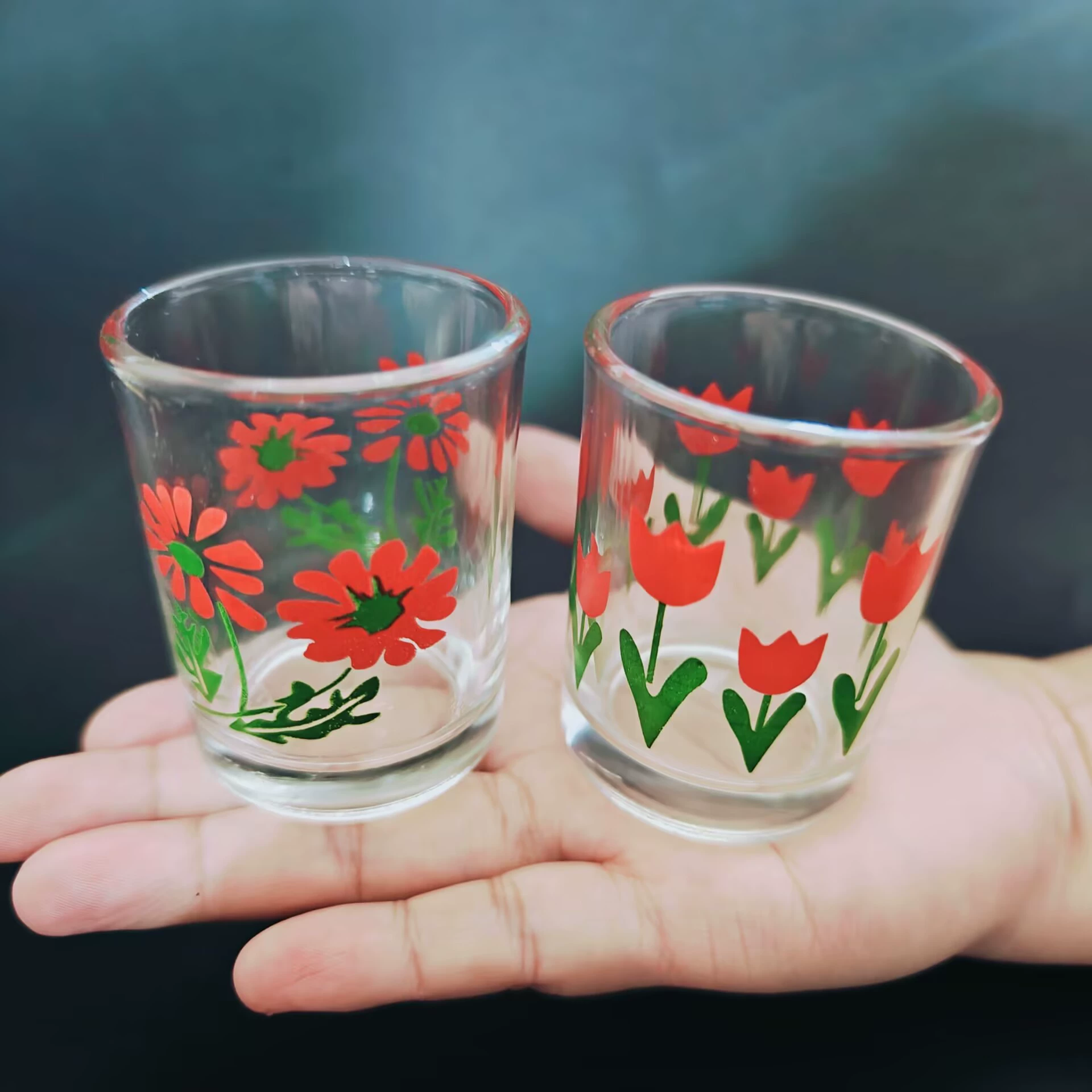 Стеклянная чашка с запеченным цветком, бокал для вина, стеклянная чашка с принтом, домашнее хозяйство гостиницы 1 юань, товары 2 юаня оптом