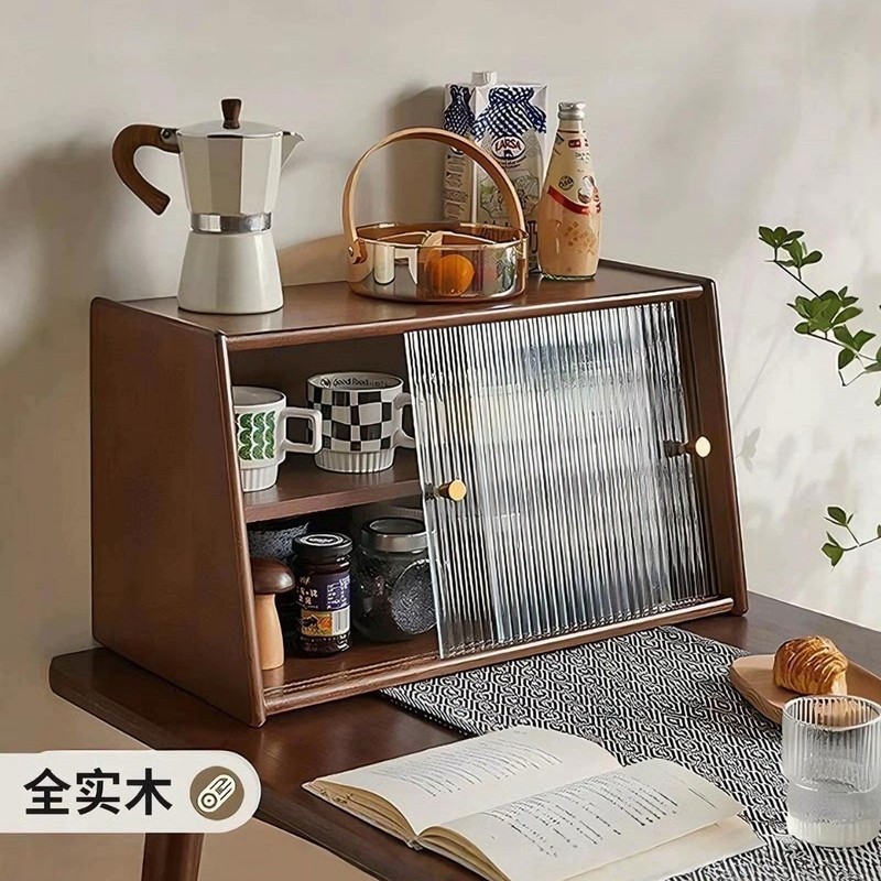 デスクトップコーヒーカップ収納ボックスマグティーセット収納ラックウォーターカップ化粧品ラック無垢材収納ラック|undefined