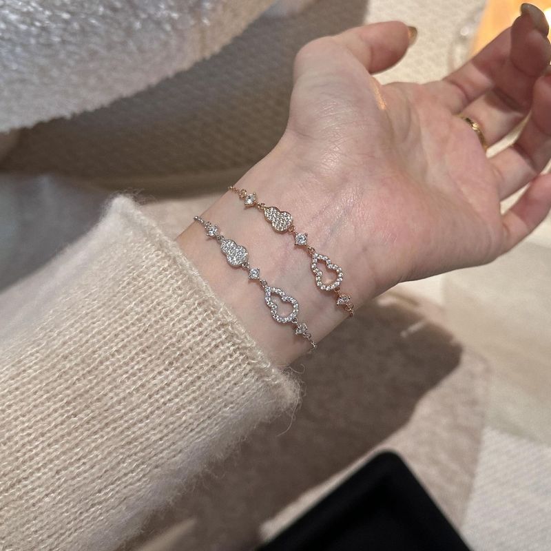 S925 スターリングシルバーひょうたんブレスレット女性のニッチデザイン気質ブレスレットマイクロ象嵌ジルコンインインターネットセレブハンドジュエリー卸売|undefined