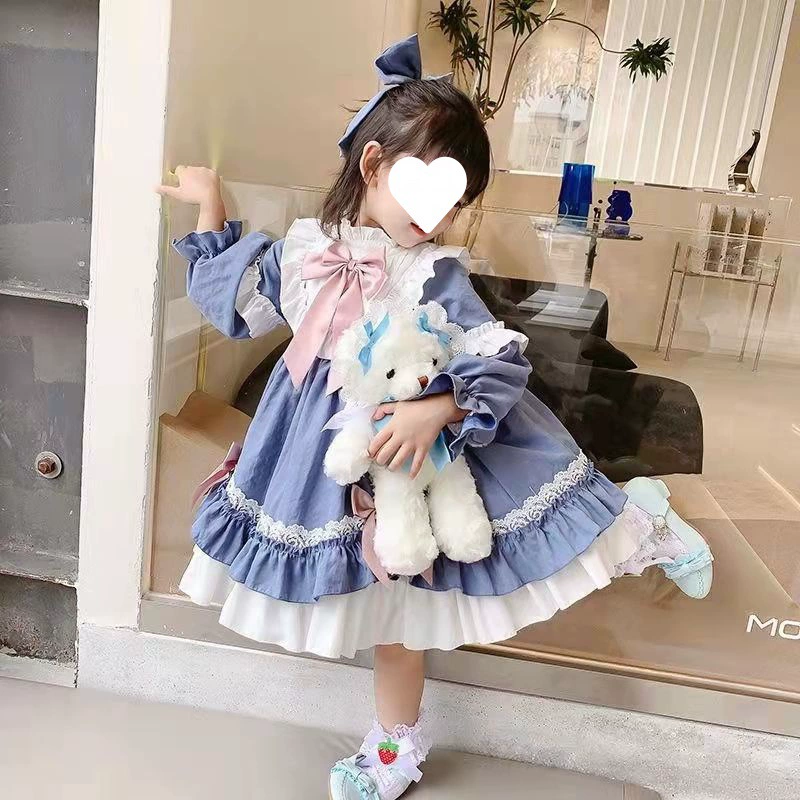 Осенний детский длинный рукав, платье, 3-6-8 лет, западный стиль, оптовый