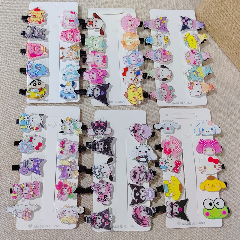 10 One Card Acrylic Hairpin Cute Sanrio Family Small Hairpin Kulomi Bangs Girl Headwear
