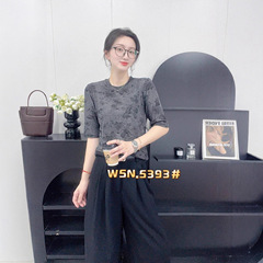 2025早秋新款休闲套头圆领女装上衣T恤5393