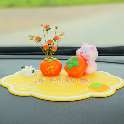 Car ornaments: Pig Car Ornament - suck-on-a-big-persimmon-persimmon-ornaments-lotus-yellow-mat