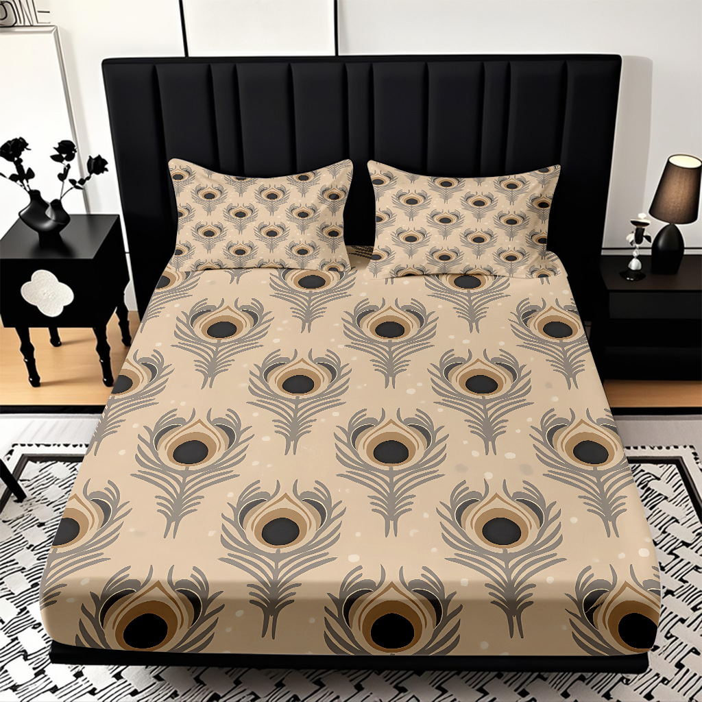 TEMU / JIT transfronterizo pro-skin Peacock serie de patrón de impresión digital de alta definición cama gazonas ropa de cama kit