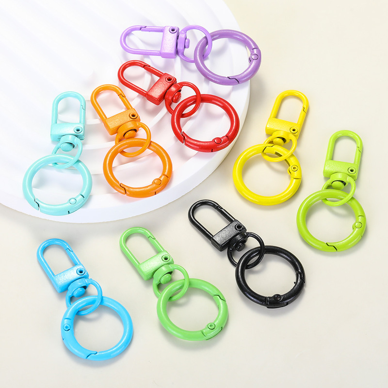 Colorful Spring Buckle Revolving Door Buckle Key Chain Small Pendant DIY Jewelry Accessories Luggage Pendant Key Ring Buckle