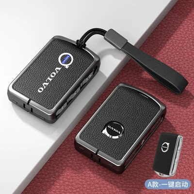 key case new: Car key bag - standard-type-a-one-click-start-noble-black-zinc-alloy-shell-hand-strap