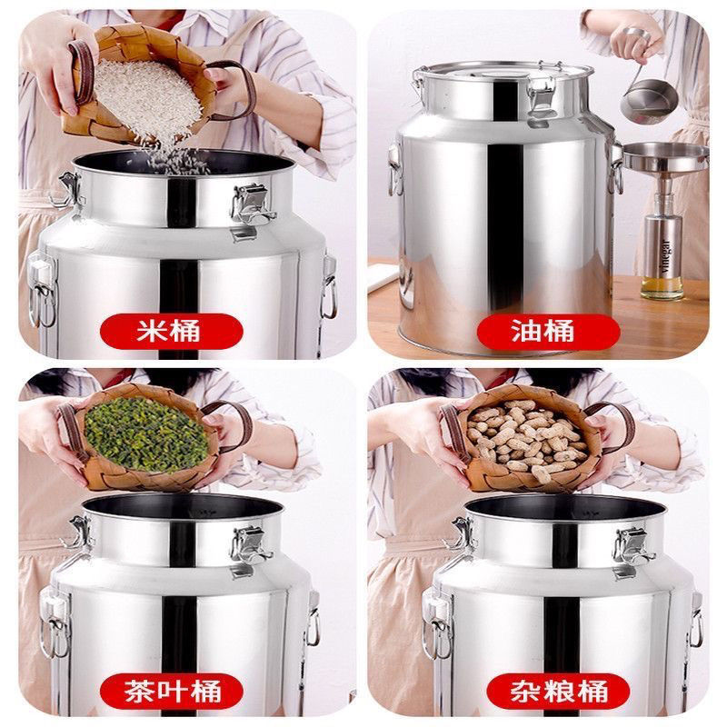 Cubo sellado de acero inoxidable 316, tanque de té de gran capacidad engrosado, almacenamiento de aceite comestible, transporte, cubo de vino de leche, cubo de vino, almacenamiento de vino