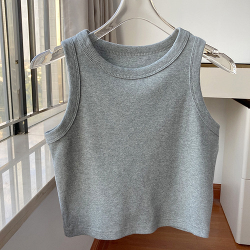 Women's Threaded Strappy Vest 2024 New Summer Short Slim-Fit All-Match Outerwear Inner Wear Sleeveless Base Top Fashion