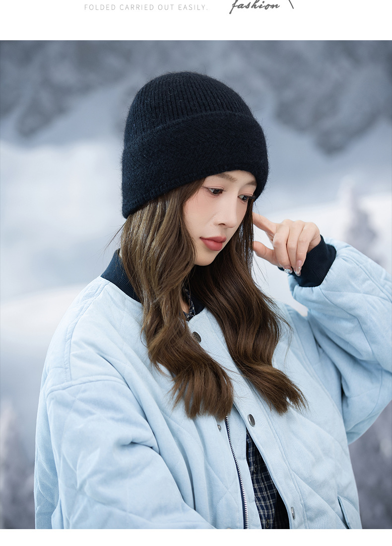 Japanse stijl voor vrouwen, herfst en winter, veelzijdige, dikke, warme, koudebestendige gebreide muts, afslankend voor het gezicht en de oren_voghion.com