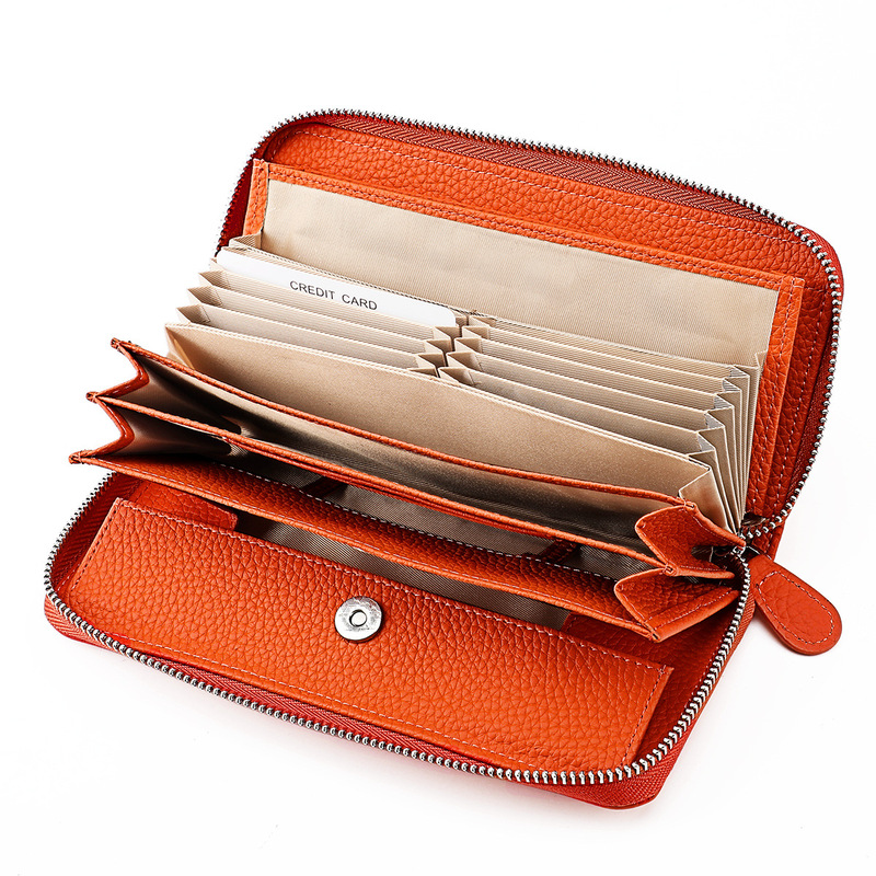 Anti-theft Brush Genuine Leather Women's Wallet Long Japanese Organ Card Bag Japanese RFID Clutch Bag Zipper Coin Purse Anti-theft Brush Genuine Leather Women's Wallet Long Japanese Organ Card Bag Japanese RFID Clutch Bag Zipper Coin Purse