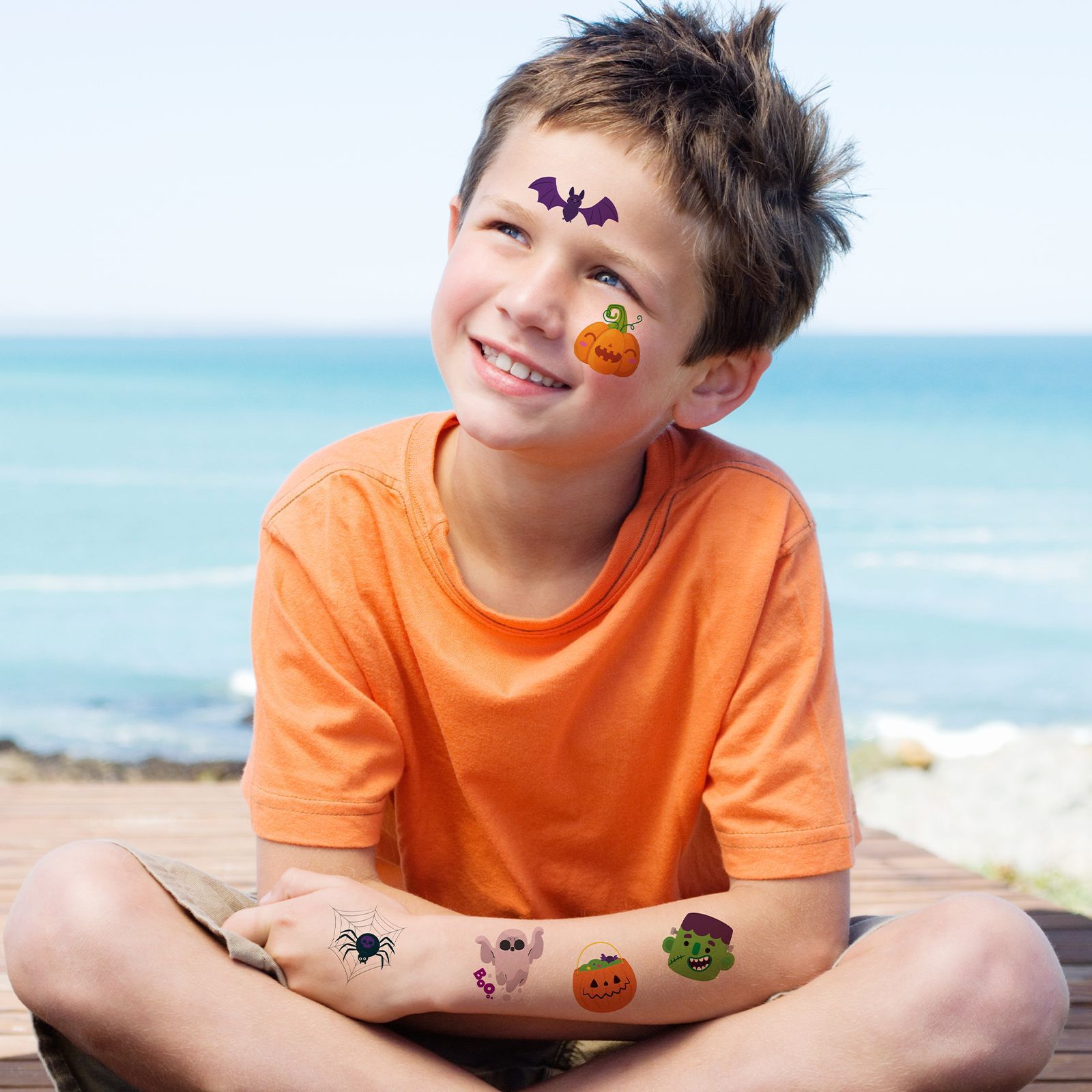 Tatuajes Faciales de Halloween Papel de Transferencia de Agua Impermeable para Fiestas