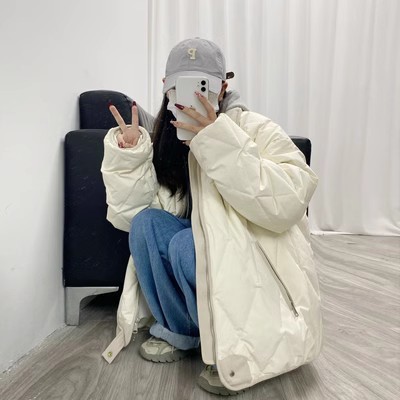 다운 코튼 패딩 재킷 여성의 겨울 2024 신입 학생 다이아몬드 플룸 면화 패딩 재킷 한국면 패딩 재킷 오버 사이즈면 패딩 재킷